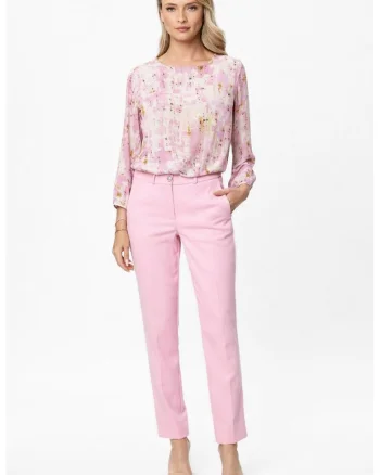 Pantaloni slim-fit Daria, Roz pastel