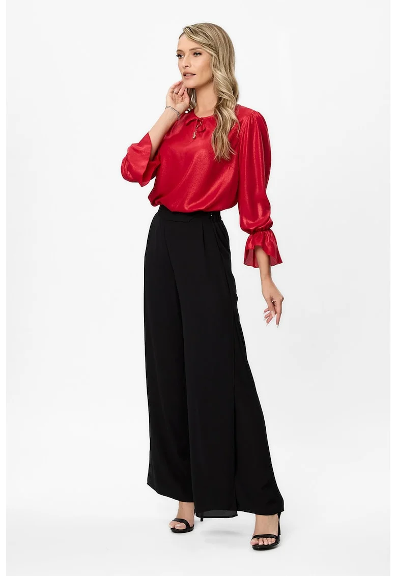Pantaloni evazati cu talie elastica Eros, Negru