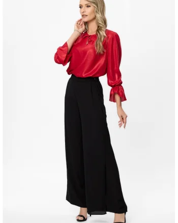 Pantaloni evazati cu talie elastica Eros, Negru