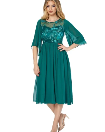 Rochie cu maneci semitransparente Iris, Verde