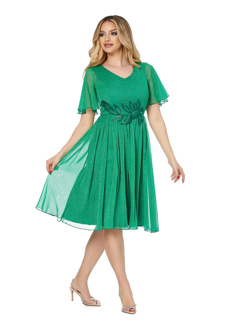 Rochie midi evazata Ariel, Verde