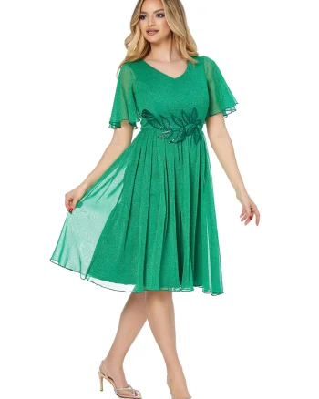 Rochie midi evazata Ariel, Verde