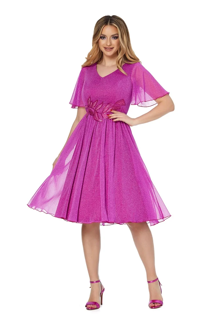Rochie midi evazata Ariel, Fucsia
