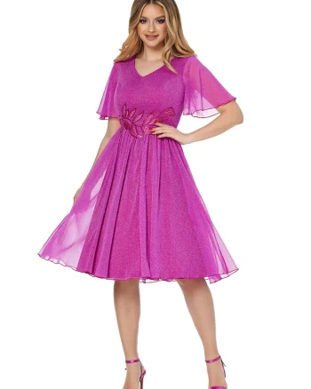 Rochie midi evazata Ariel, Fucsia