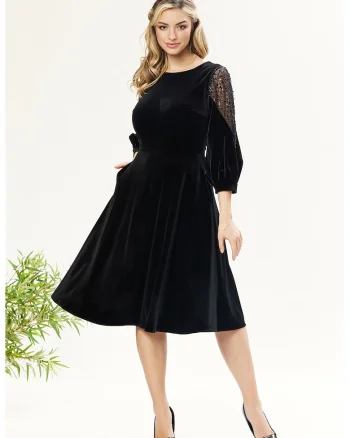 Rochie catifelata cu paiete, Negru