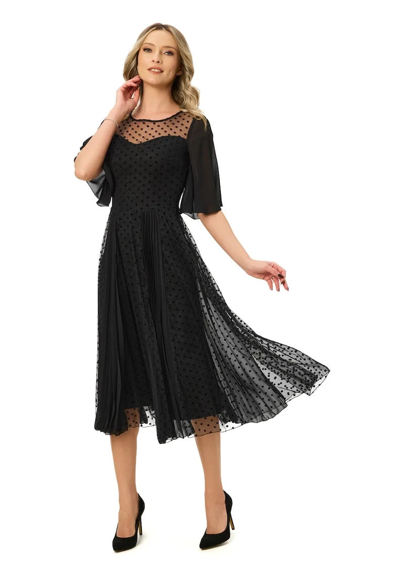 Rochie evazata cu buline, Negru