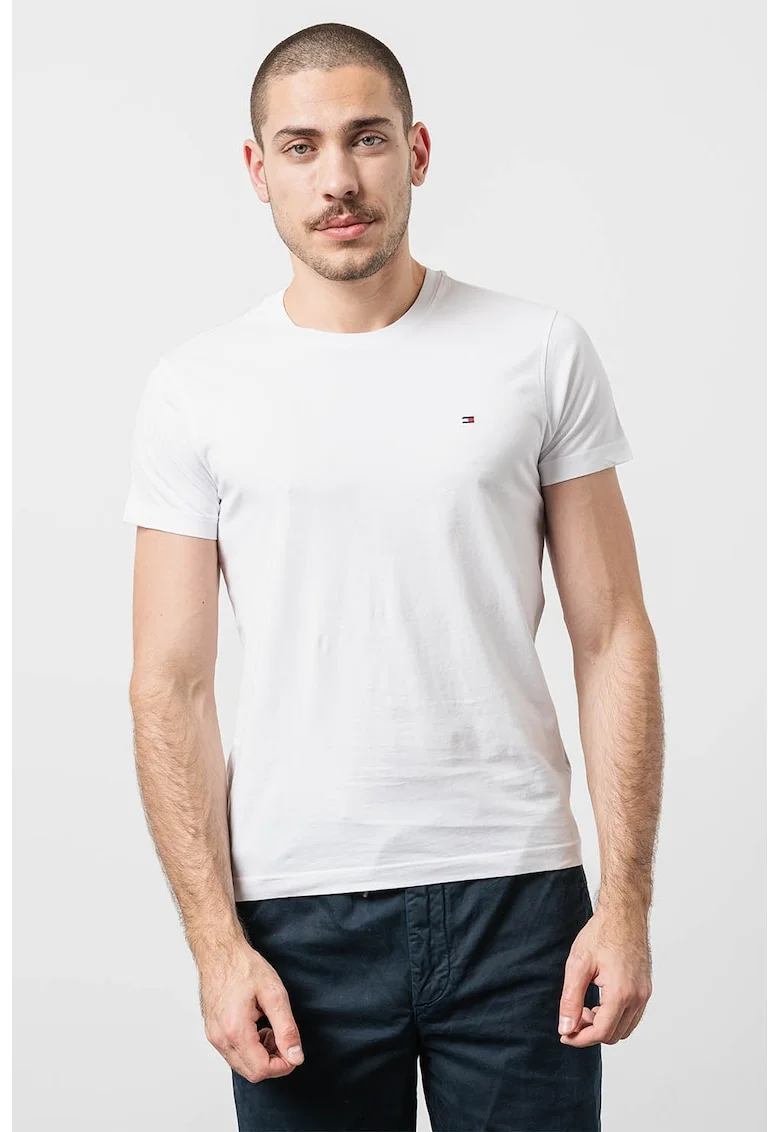 Tricou de bumbac cu logo, Alb