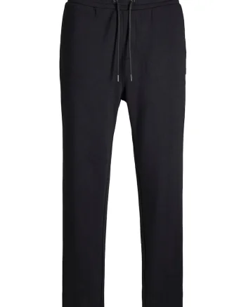 Pantaloni chino barbati big sizes, cu talie medie, croiala Relaxed fit, JPSTKANE BRADLEY, Negru