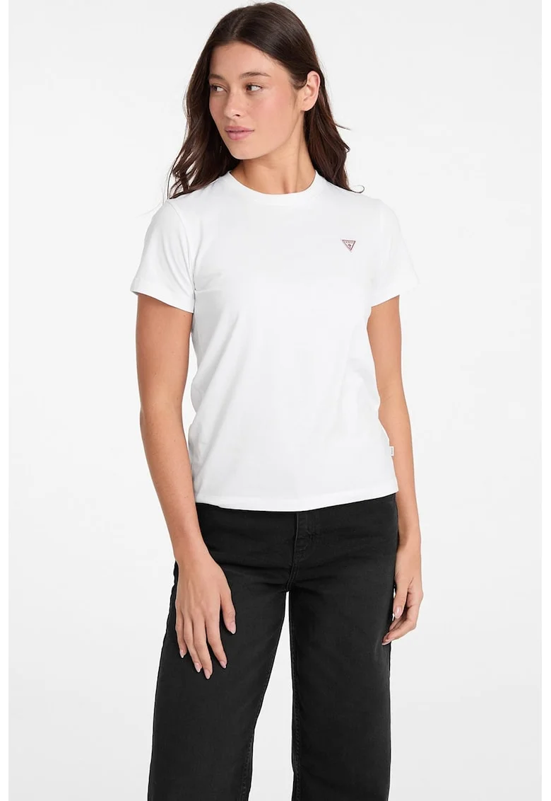 Tricou regular fit cu aplicatie logo discreta