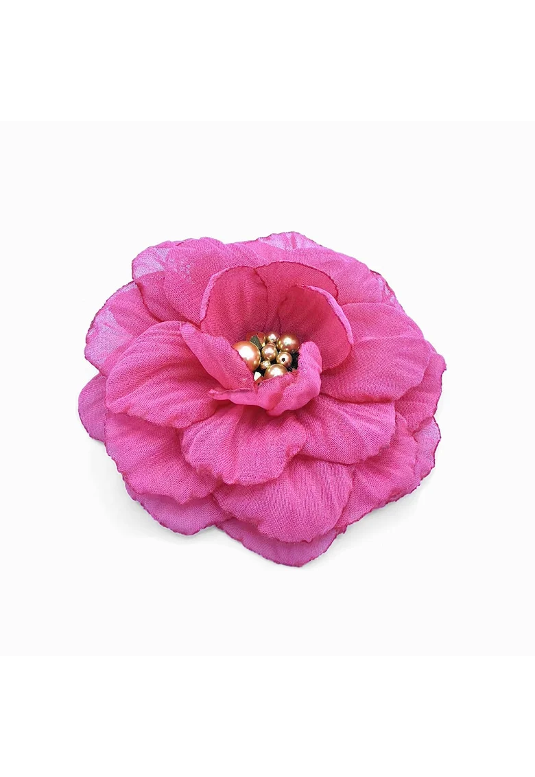 Brosa eleganta floare,  voal, 8.5 cm, Auriu/Roz