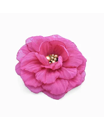 Brosa eleganta floare,  voal, 8.5 cm, Auriu/Roz