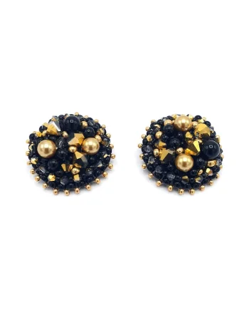 Cercei clips rotunzi,, Negru Auriu