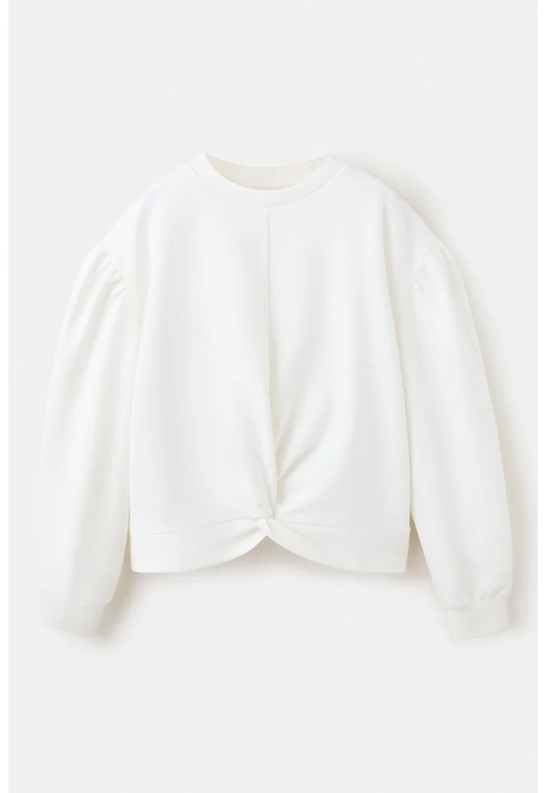 Bluza de trening din amestec de bumbac cu detaliu cu nod, Bej deschis