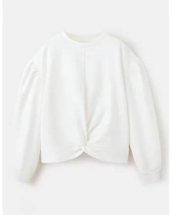 Bluza de trening din amestec de bumbac cu detaliu cu nod, Bej deschis
