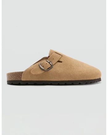 Saboti din piele intoarsa, Maro camel