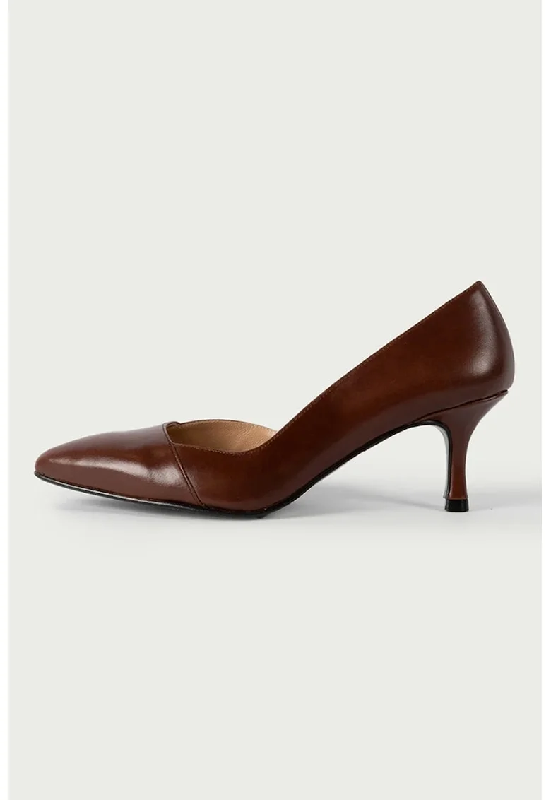 Pantofi D'Orsay din piele cu aspect din piele de sarpe, Maro cognac