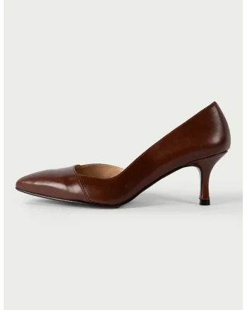 Pantofi D'Orsay din piele cu aspect din piele de sarpe, Maro cognac