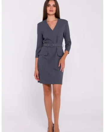 Rochie simpla cu curea in talie, Gri