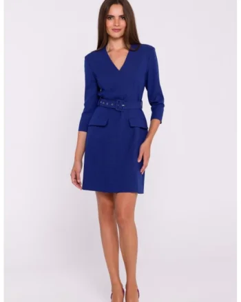 Rochie simpla cu curea in talie, Albastru