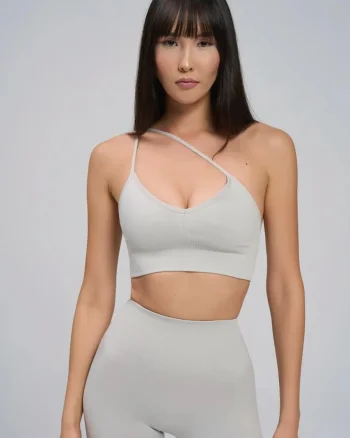 Bustieră Sport Push-Up cu Bretele Versatile, 53615, gri deschis