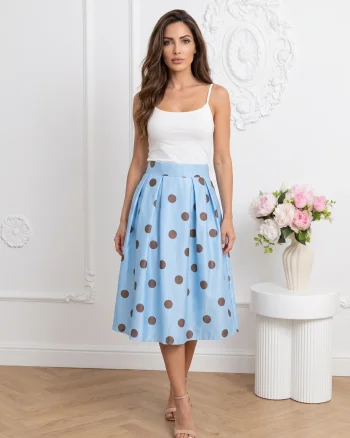 Fusta eleganta bleu cu buline si...