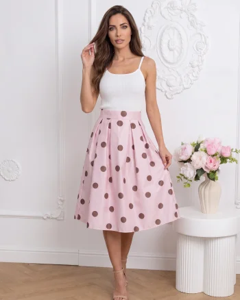 Fusta eleganta roz cu buline si ...