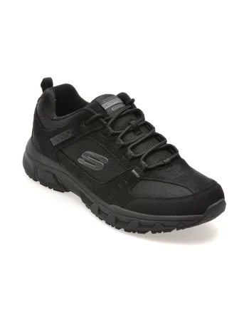 Pantofi sport SKECHERS negri, OAK CANYON, din material textil si piele naturala