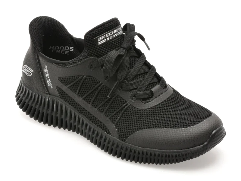 Pantofi sport SKECHERS negri, BOBS GEO LITE, din material textil