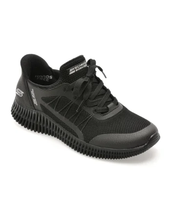 Pantofi sport SKECHERS negri, BOBS GEO LITE, din material textil