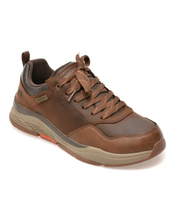 Pantofi sport SKECHERS maro, BENAGO, din piele naturala