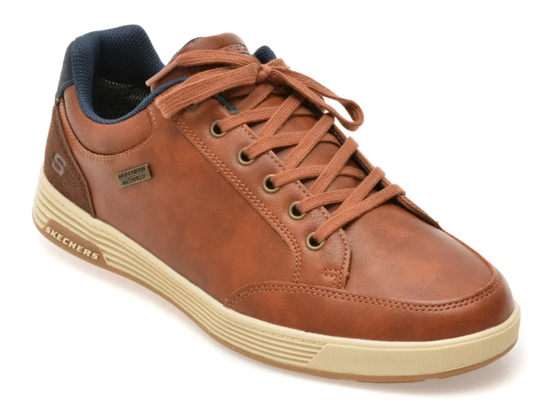 Pantofi sport SKECHERS maro, CAVELL, din piele ecologica