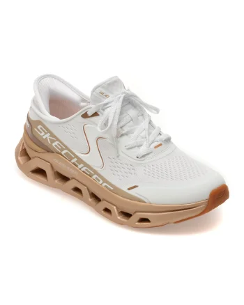 Pantofi sport SKECHERS albi, GLIDE-STEP ALTUS, din material textil