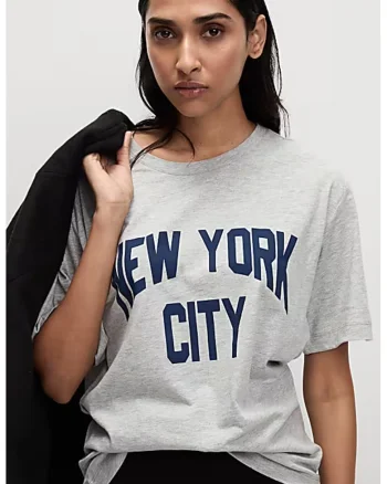 Tricou din bumbac cu imprimeu text, Gri deschis/Albastru inchis