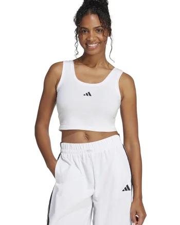 Top crop cu detaliu logo, Alb optic