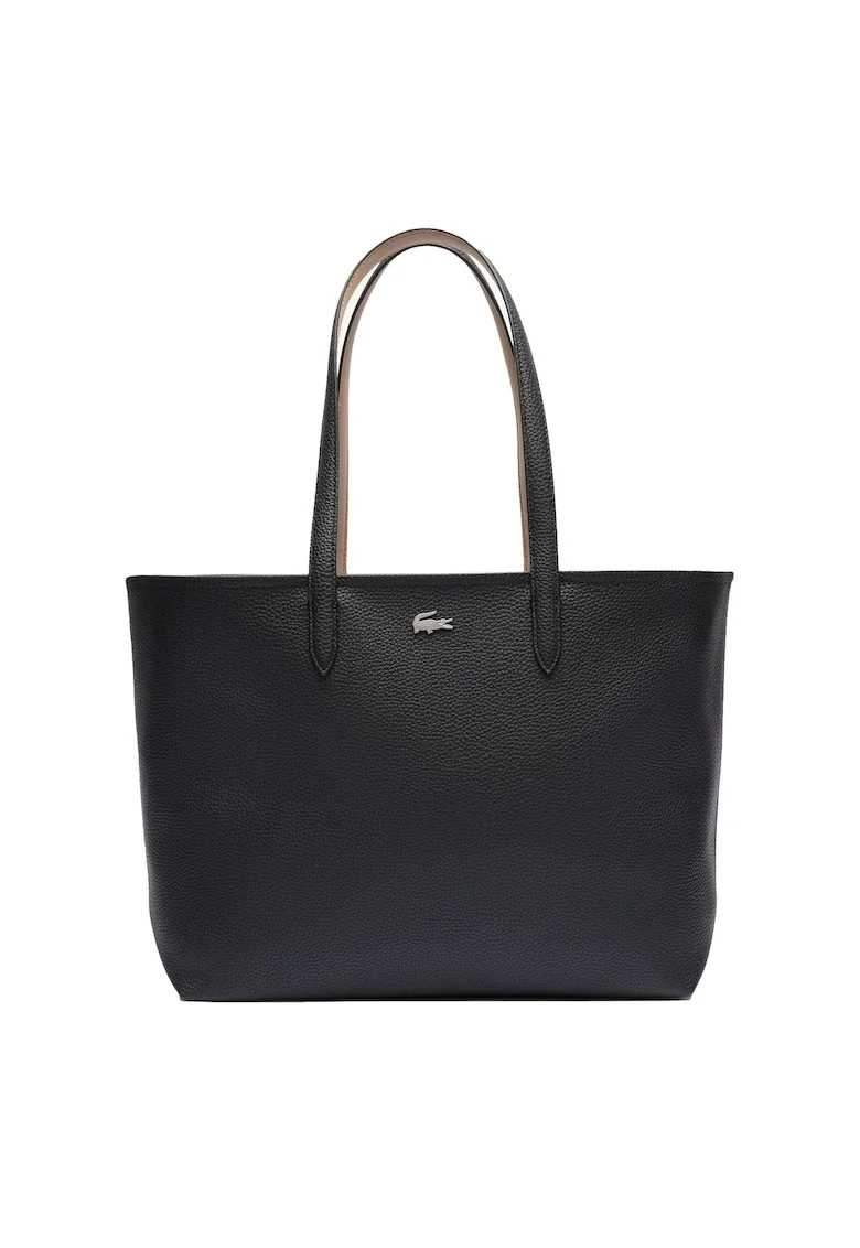 Geanta shopper din piele ecologica cu aspect texturat Anna Petit, Negru stins