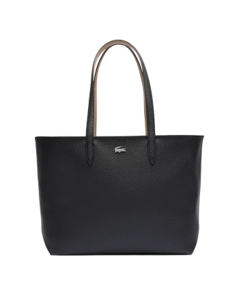 Geanta shopper din piele ecologica cu aspect texturat Anna Petit, Negru stins