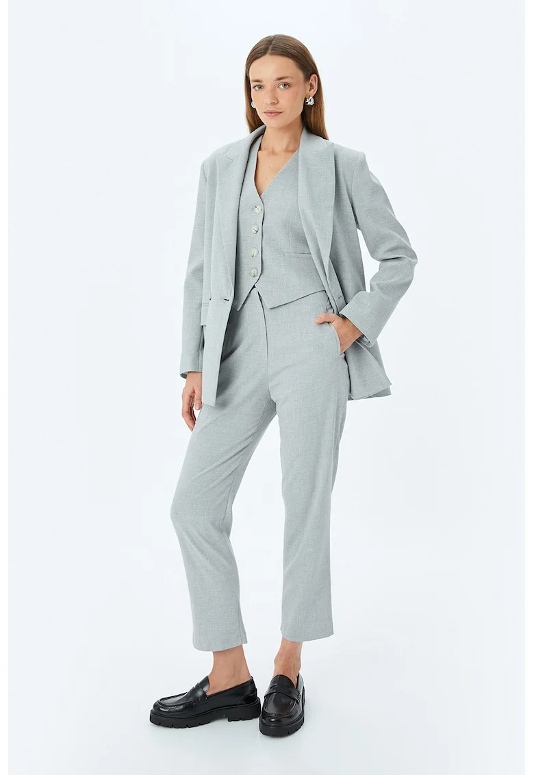 Pantaloni capri conici, Gri deschis melange
