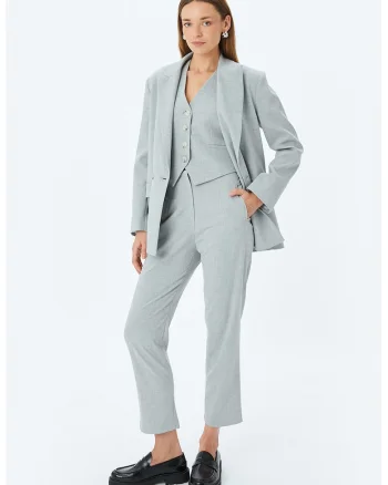 Pantaloni capri conici, Gri deschis melange