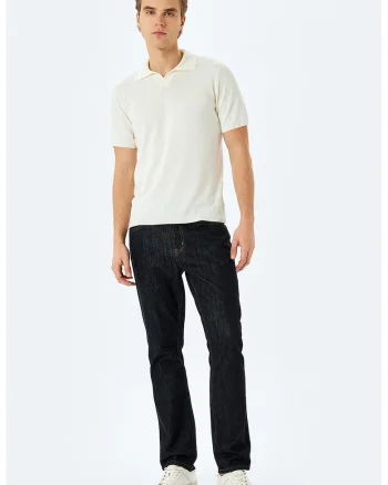 Pulover slim fit cu maneci scurte, Crem