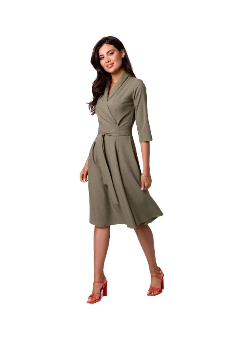 Rochie tip cache coeur cu guler,, Verde