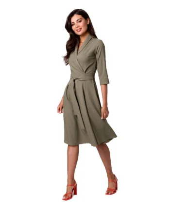 Rochie tip cache coeur cu guler,, Verde