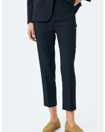 Pantaloni crop cu striatii Elegant, Albastru ultramarin