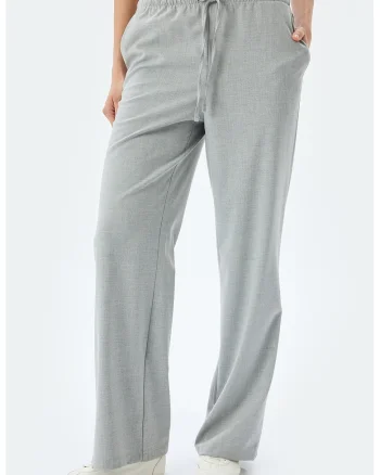 Pantaloni cu croiala ampla si talie elastica, Gri deschis