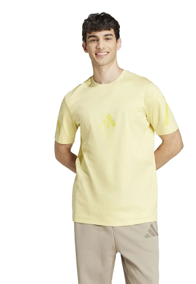 Tricou de bumbac cu model monograma Z.N.E, Galben