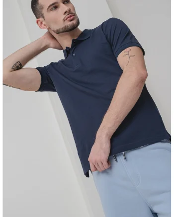 Tricou polo din amestec de bumbac organic, Albastru ultramarin