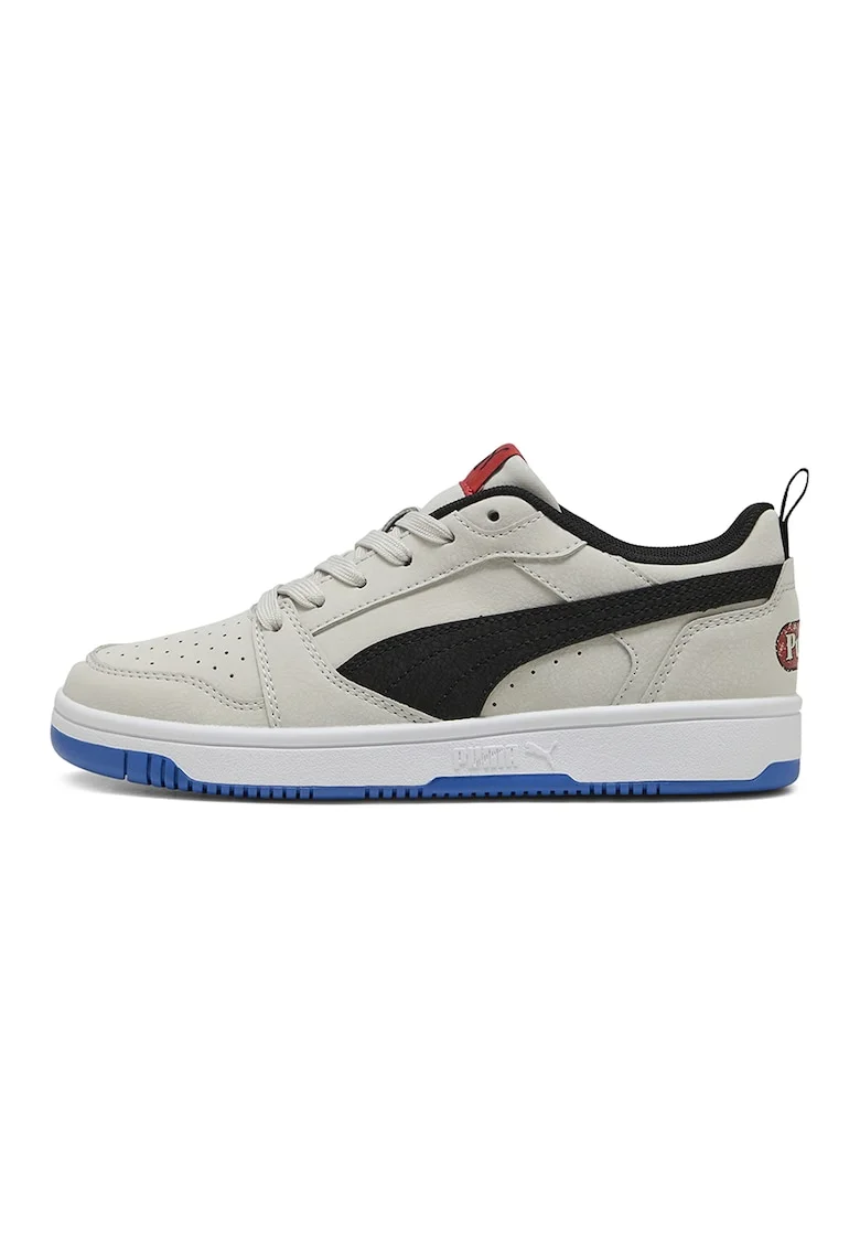 Pantofi sport de piele ecologica cu model colorblock, Negru/Gri deschis