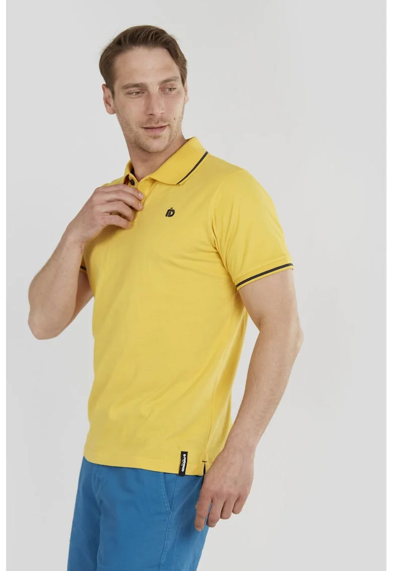 Tricou polo cu logo mic brodat Incognito, Galben sofran