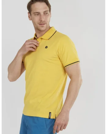 Tricou polo cu logo mic brodat Incognito, Galben sofran