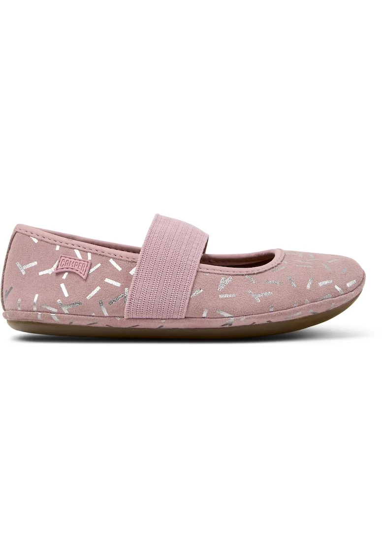 Balerini de piele cu brant anatomic si banda elastica Right 8469, Roz prafuit/Argintiu