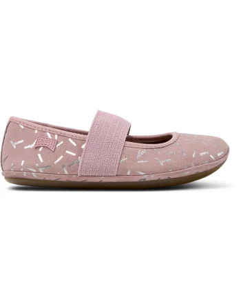 Balerini de piele cu brant anatomic si banda elastica Right 8469, Roz prafuit/Argintiu